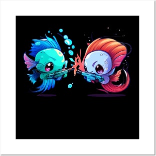 TWO COOL BETTA FISH FIGHTING Posters and Art